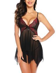 Dropshiping Lingerie for Women Front Closure Babydoll Lace Chemise V Neck Mesh Sexy Babydoll Satin Femme Women Lingerie