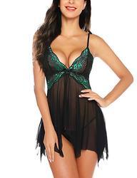Dropshiping Lingerie for Women Front Closure Babydoll Lace Chemise V Neck Mesh Sexy Babydoll Satin Femme Women Lingerie