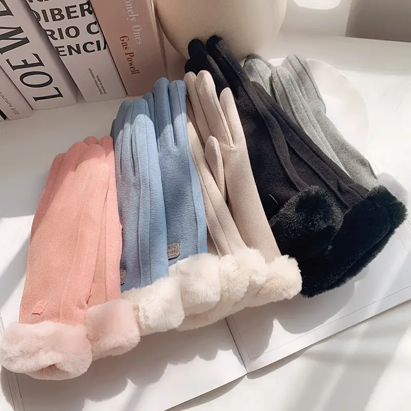 Women's Stylish Suede Biker Gloves，Fleece Lined for Maximum Warmth