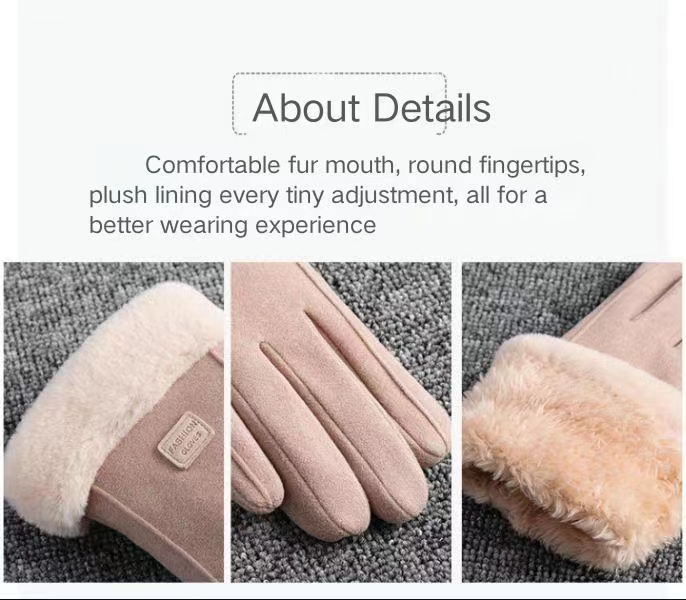 Women's Stylish Suede Biker Gloves，Fleece Lined for Maximum Warmth