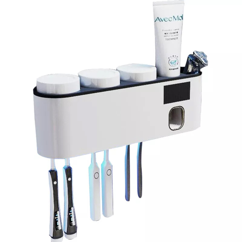 bathroom accessory set toothpaste squeezer dispenser wall mounted tooth paste dispenser with uv toothbrush holder