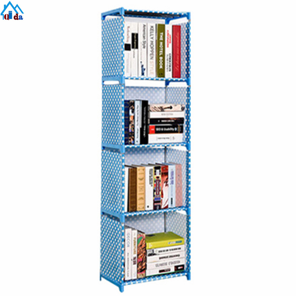 Yellow color 4 cubes clear plastic bookcase with cartoon door famous design