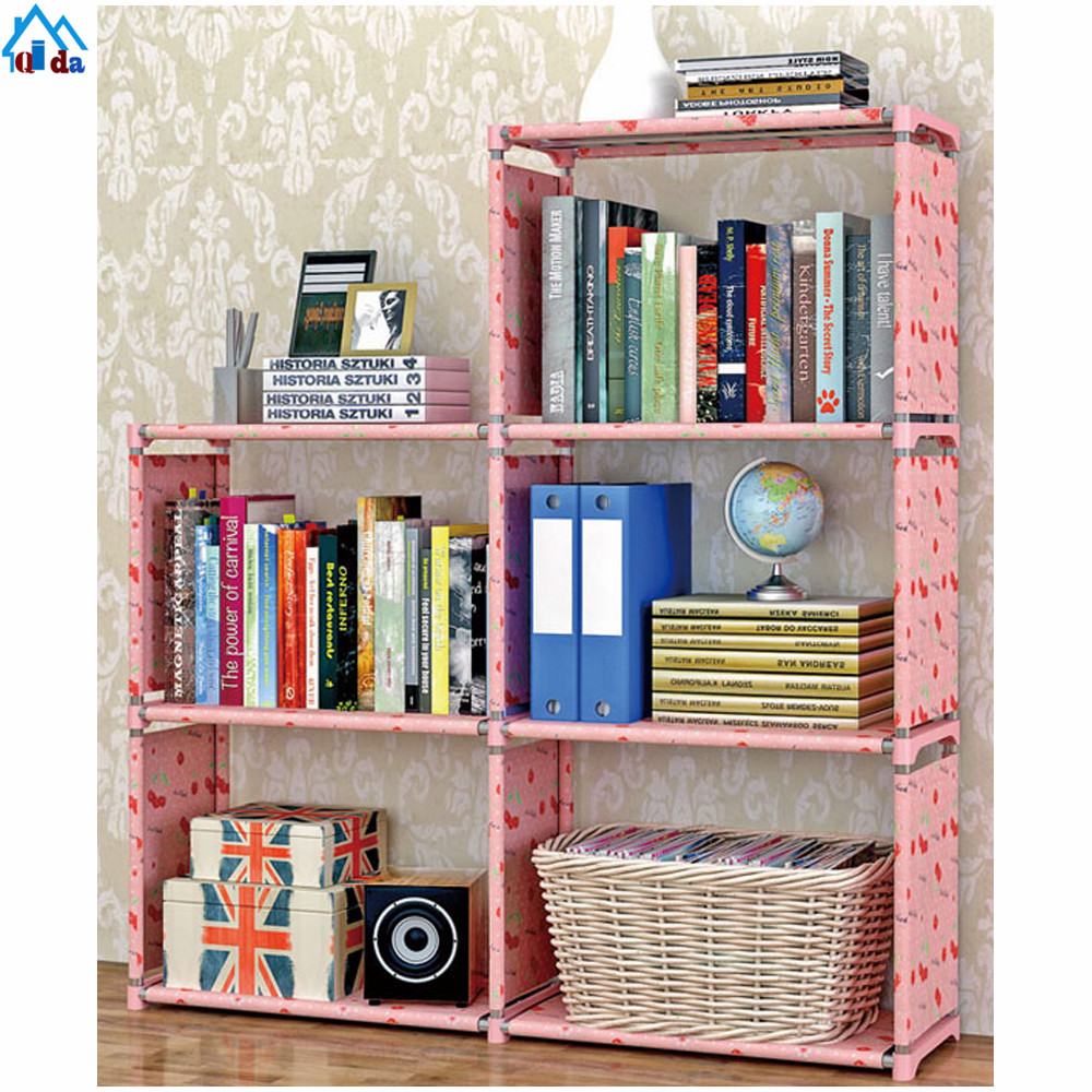 Self assembly furniture modern living room showcase metal bookcases