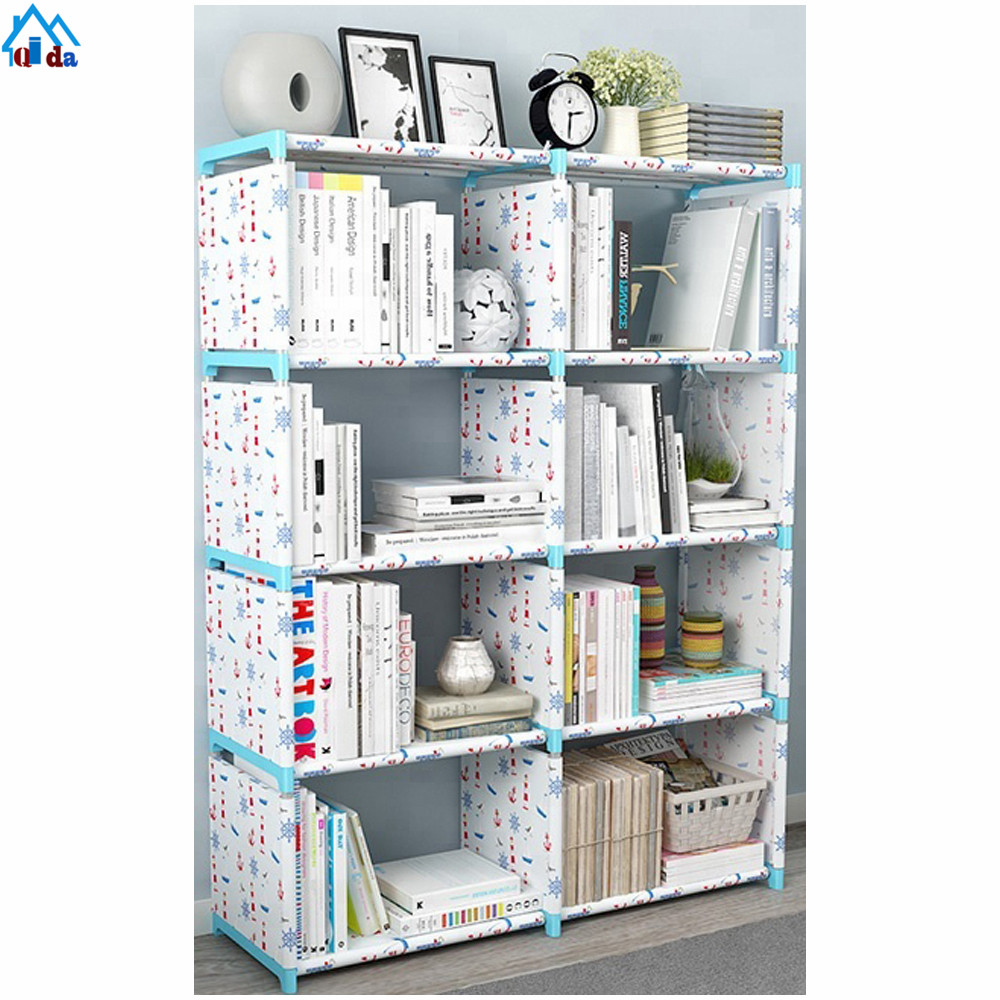 Self assembly furniture modern living room showcase metal bookcases
