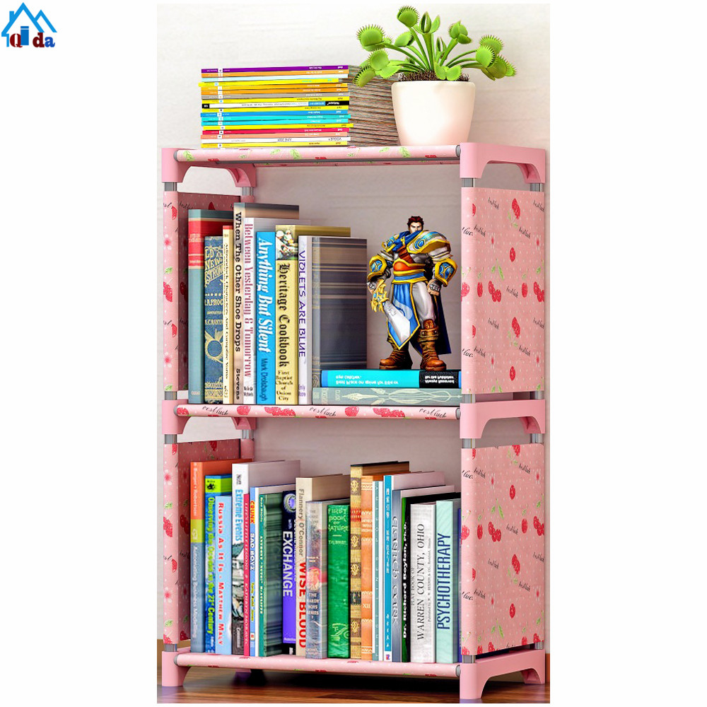 Self assembly furniture modern living room showcase metal bookcases