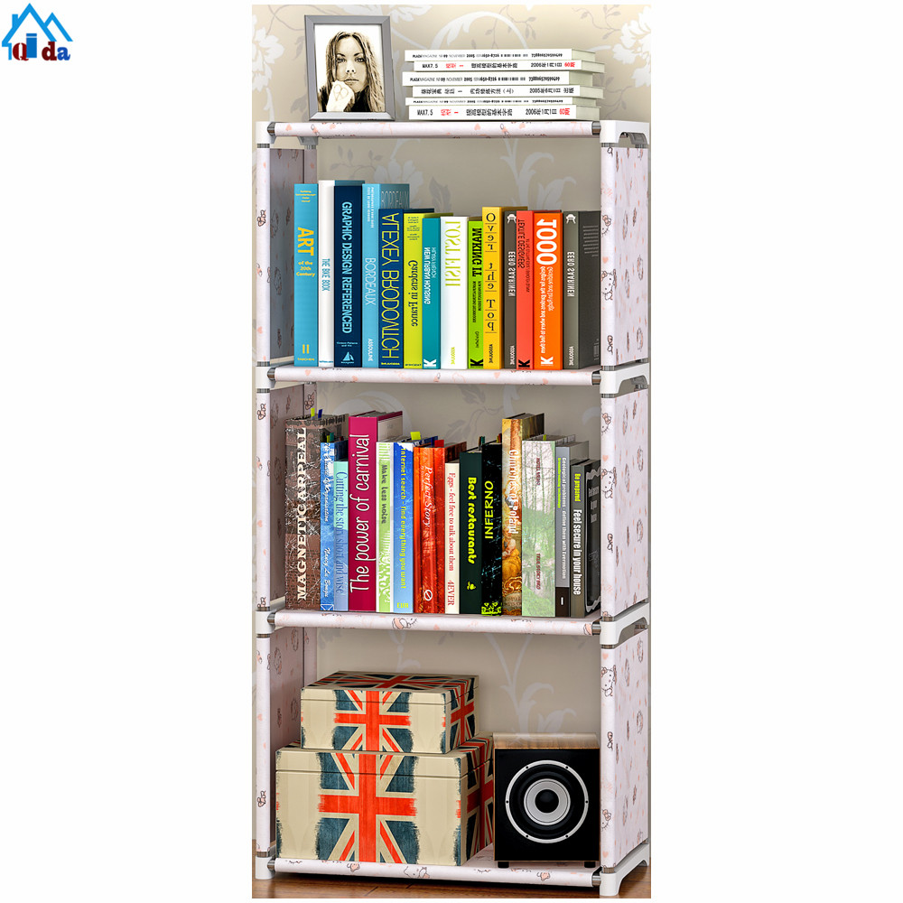 Self assembly furniture modern living room showcase metal bookcases