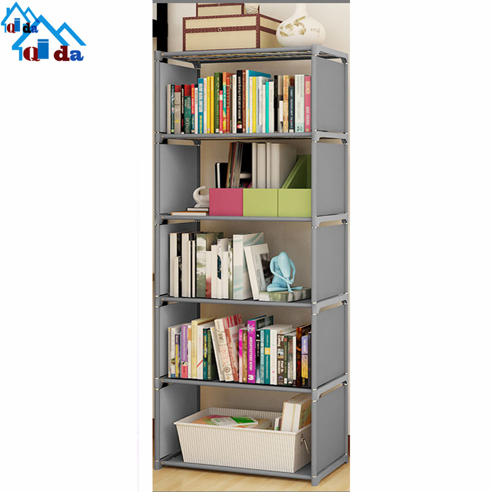 Self assembly furniture modern living room showcase metal bookcases