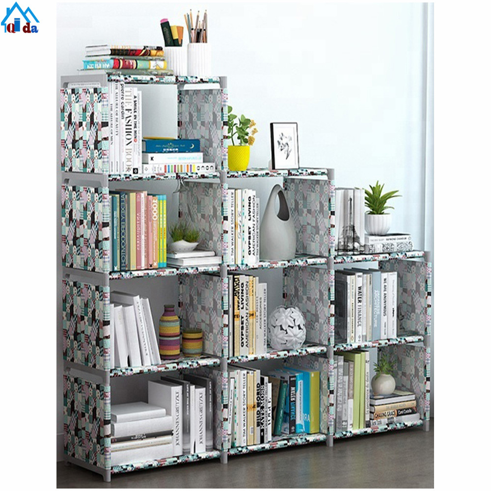 New design 6cubes diy children bookcase with cartoon door famous design