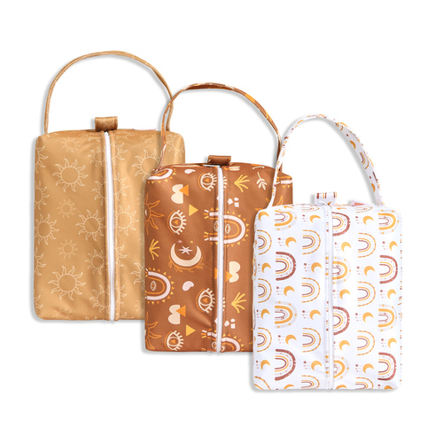 Washable Travel Bags Waterproof Mommy Handbag Pods Baby Cloth Diaper Wet Bags 3 Pieces Set