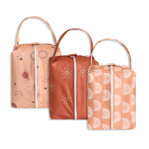 Washable Travel Bags Waterproof Mommy Handbag Pods Baby Cloth Diaper Wet Bags 3 Pieces Set