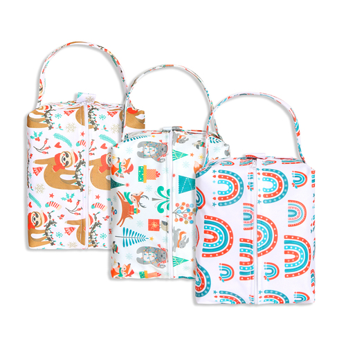 Washable Travel Bags Waterproof Mommy Handbag Pods Baby Cloth Diaper Wet Bags 3 Pieces Set