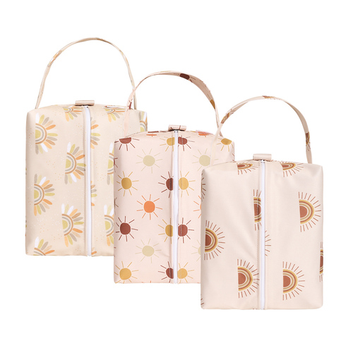 Washable Travel Bags Waterproof Mommy Handbag Pods Baby Cloth Diaper Wet Bags 3 Pieces Set