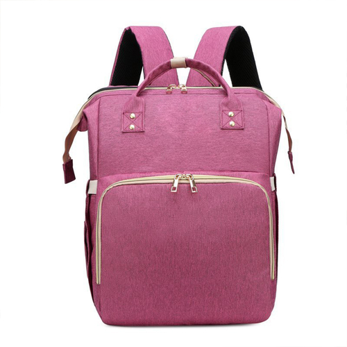 2020 new design portable leather pink maternity bags small  printed  diaper baby bags for mothers with bed