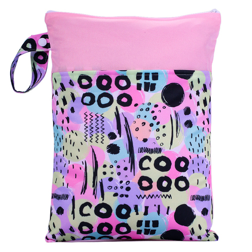 Reusable baby cloth diaper wet bags Printed Waterproof  Baby Diaper Wet Dry Bags wet clothes bag