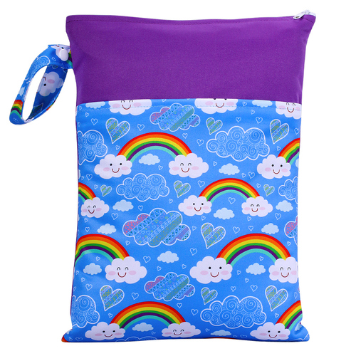 Reusable baby cloth diaper wet bags Printed Waterproof  Baby Diaper Wet Dry Bags wet clothes bag