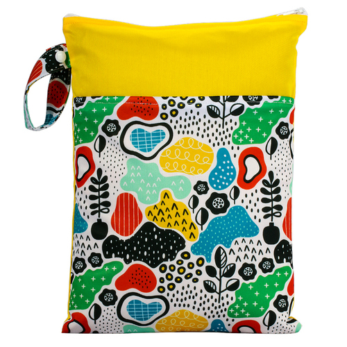 Reusable baby cloth diaper wet bags Printed Waterproof  Baby Diaper Wet Dry Bags wet clothes bag