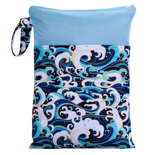 Reusable baby cloth diaper wet bags Printed Waterproof  Baby Diaper Wet Dry Bags wet clothes bag