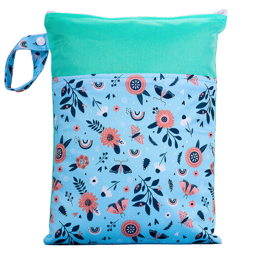 Reusable baby cloth diaper wet bags Printed Waterproof  Baby Diaper Wet Dry Bags wet clothes bag