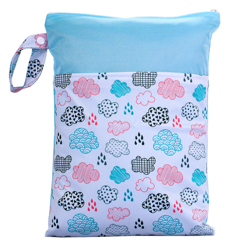 Reusable baby cloth diaper wet bags Printed Waterproof  Baby Diaper Wet Dry Bags wet clothes bag