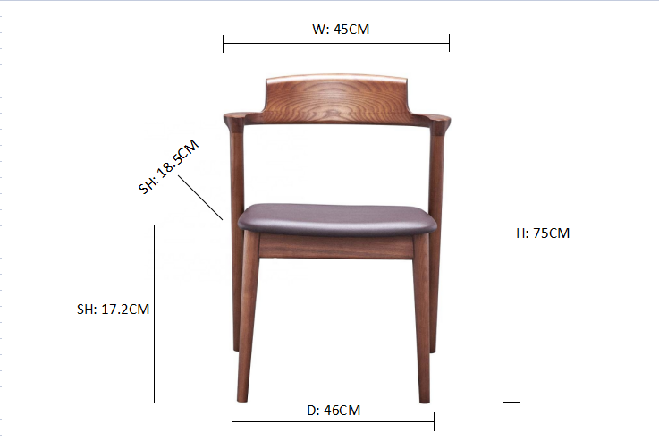 Solid Walnut Wood Dining Chair for Dining Room