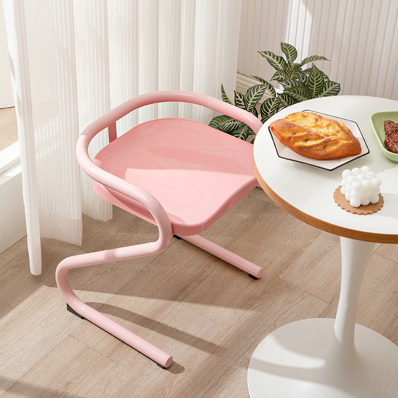Modern Nordic Z Shape Dining Chair with Metal Frame (1 Piece)