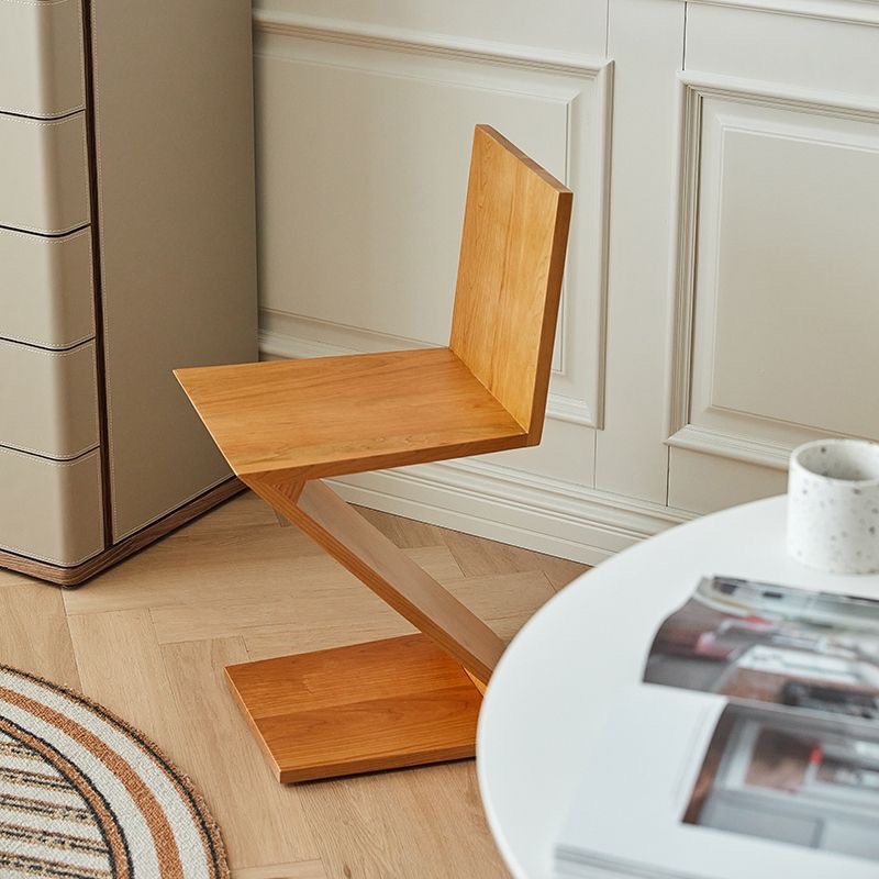 Stylish Z-Shaped Solid Wood Backrest Vintage Dining Chair (1 Piece)