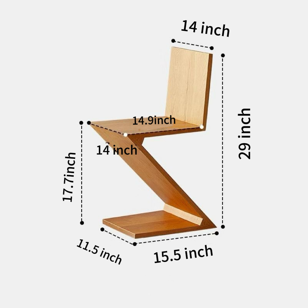 Stylish Z-Shaped Solid Wood Backrest Vintage Dining Chair (1 Piece)