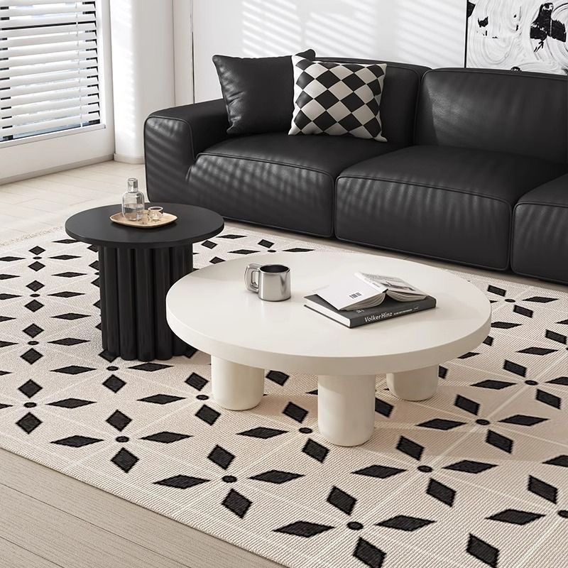 Modern Circular Coffee Table with French Cream Finish (1 Peice)