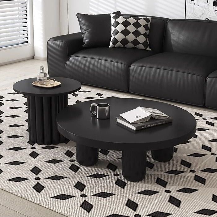Modern Circular Coffee Table with French Cream Finish (1 Peice)