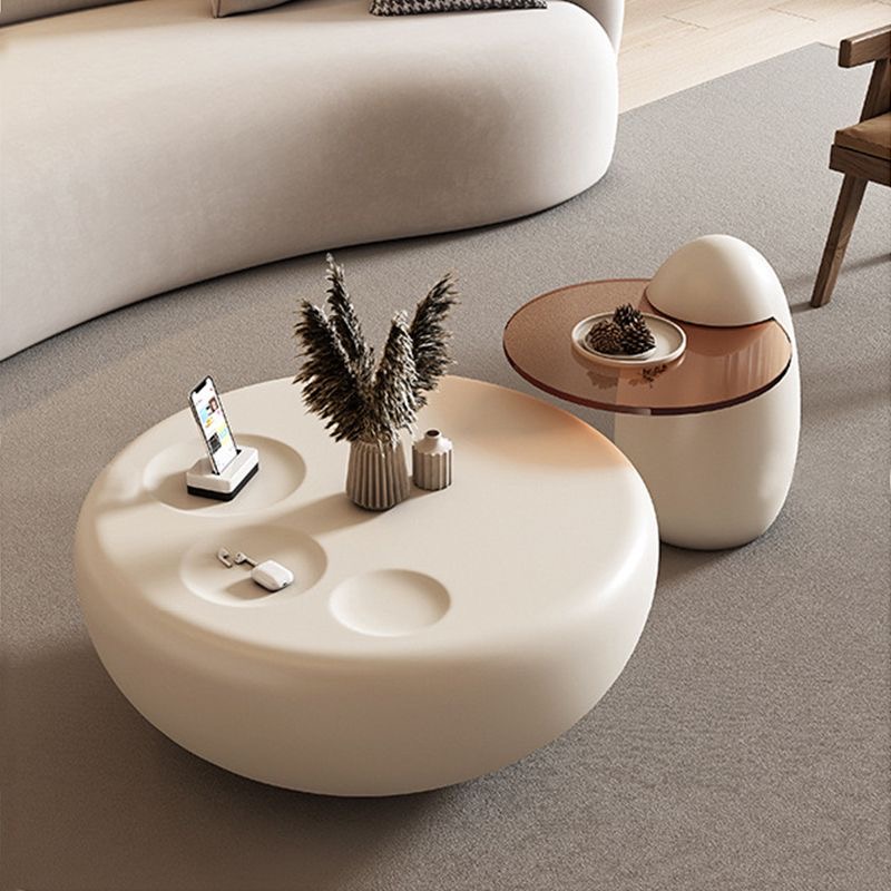 Small Living Room Coffee Table - Cream Finish with Cat Claw Design (1 Piece)