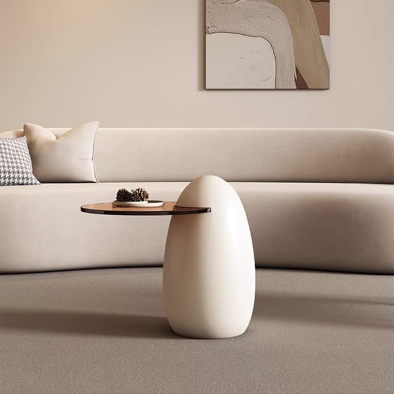 Small Living Room Coffee Table - Cream Finish with Cat Claw Design (1 Piece)
