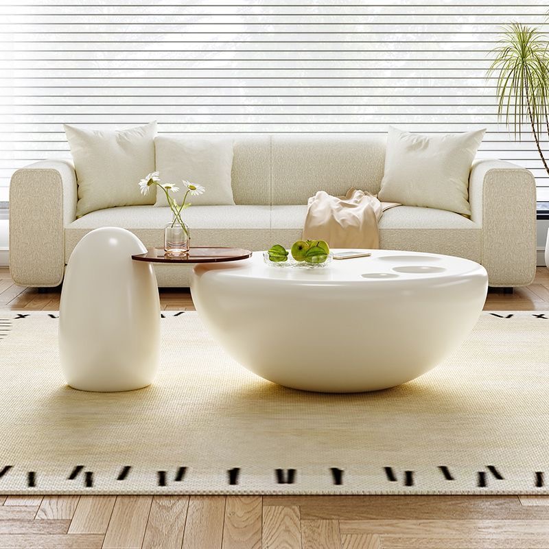 Small Living Room Coffee Table - Cream Finish with Cat Claw Design (1 Piece)