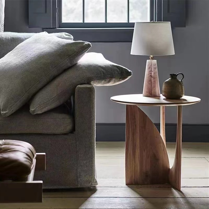 Nordic Style Round Solid Wood Geometric Coffee Table