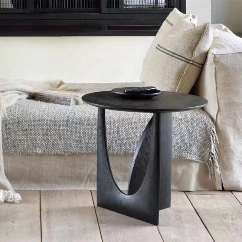 Nordic Style Round Solid Wood Geometric Coffee Table
