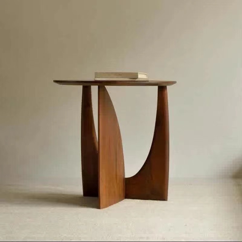 Nordic Style Round Solid Wood Geometric Coffee Table