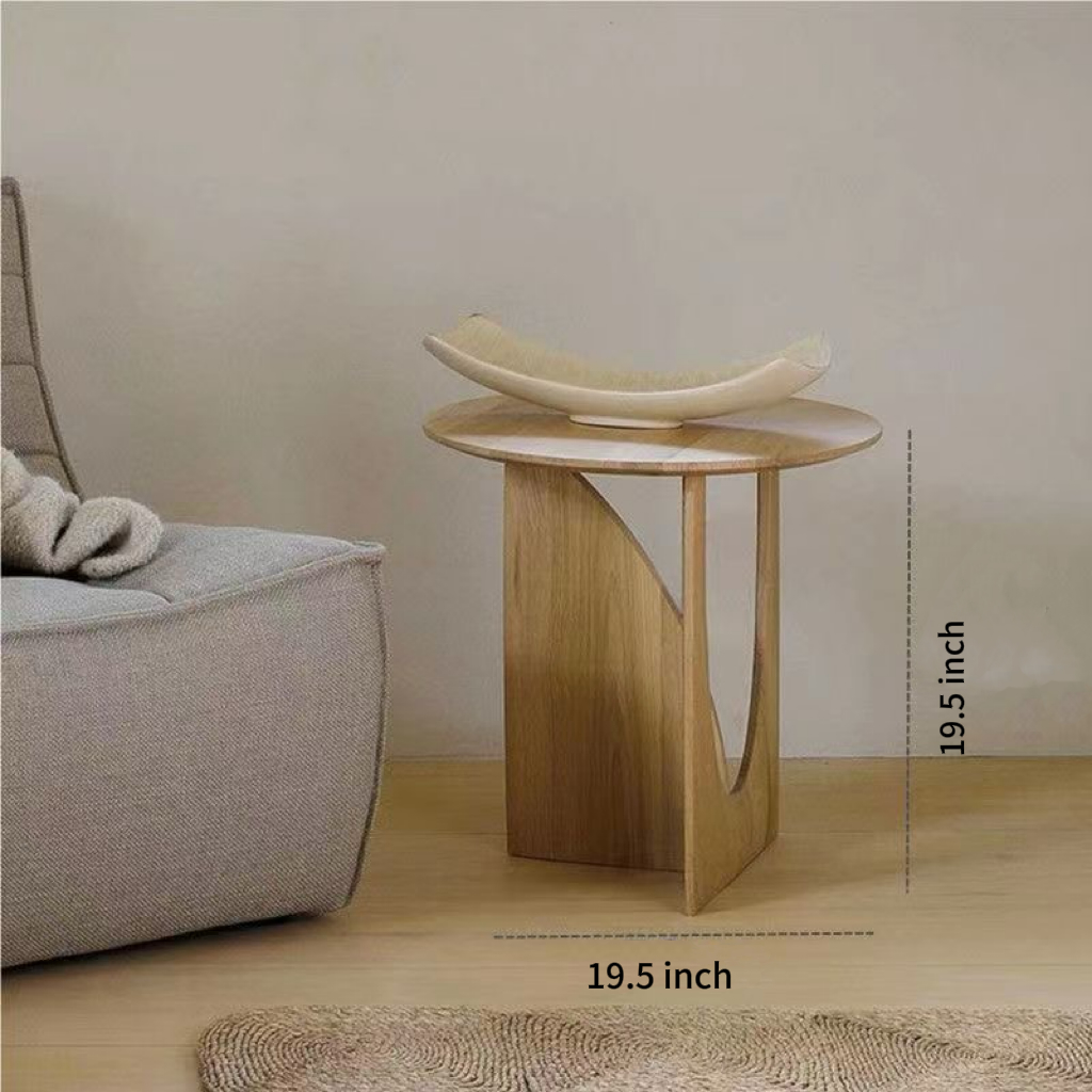 Nordic Style Round Solid Wood Geometric Coffee Table
