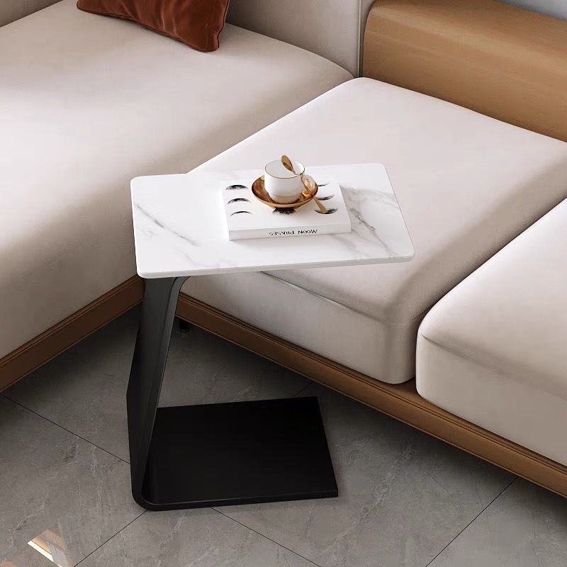 Modern Simple Round Coffee Table - Light Luxury Living Room Sofa Side Table with Rock Panel (1 Piece)