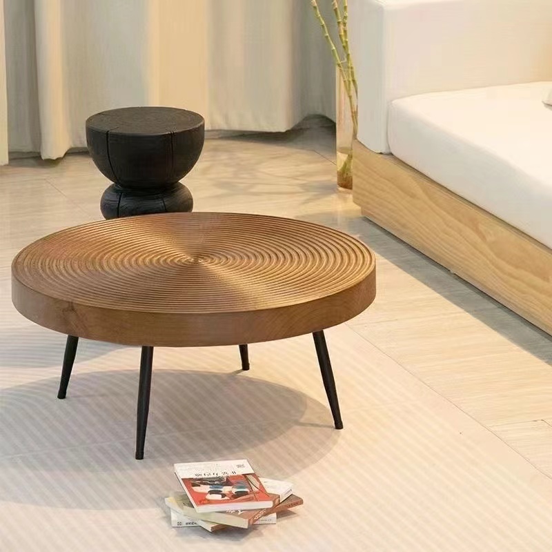 Nordic Design Solid Wood Tea Table with Organic Ring Design (1 Piece)