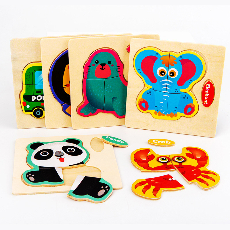 Infant Wooden Zoo Puzzle: Cognitive Animal Shape Sorting Game (1 Piece)