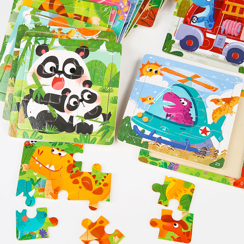  Wooden Jigsaw Puzzle for Kids 9-Piece Set: Educational Hands-On Brain Teaser Game