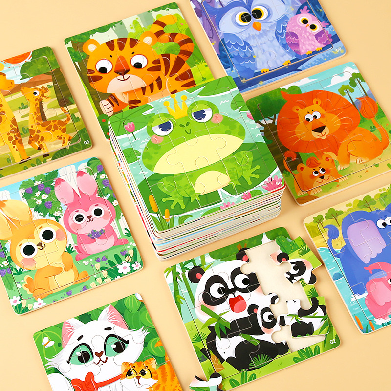  Wooden Jigsaw Puzzle for Kids 9-Piece Set: Educational Hands-On Brain Teaser Game