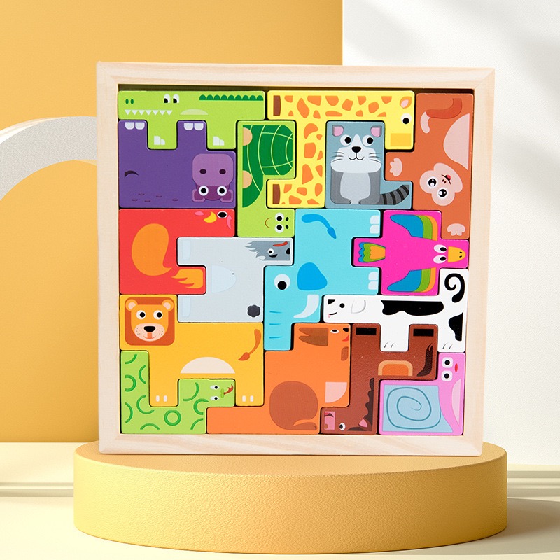 Montessori-Inspired Wooden Animal Jigsaw Puzzles: Educational Wood Puzzle Board Toys for Kids