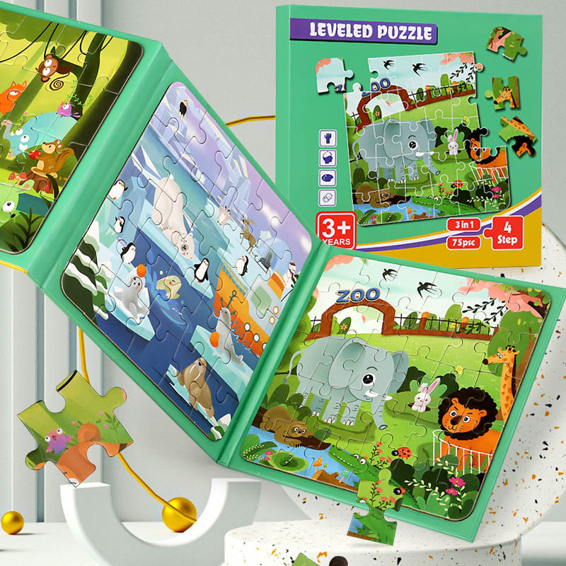 Foldable Magnetic Puzzle Book Series: Progressive Learning for Kids (1 Piece)