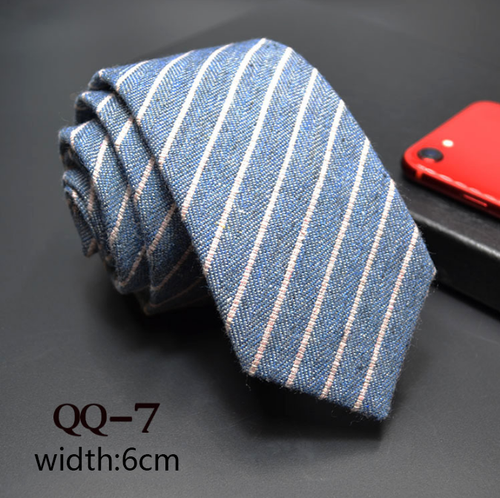 China Tie  Luxury Cravate Linen Wool Blended Necktie Men Slim 6cm Tie