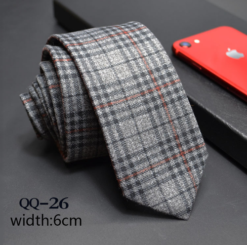 China Tie  Luxury Cravate Linen Wool Blended Necktie Men Slim 6cm Tie