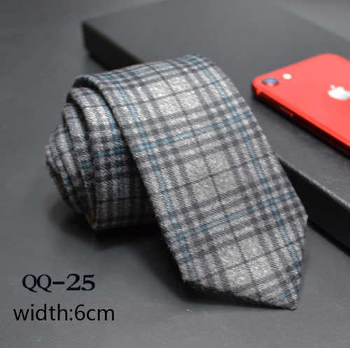 China Tie  Luxury Cravate Linen Wool Blended Necktie Men Slim 6cm Tie