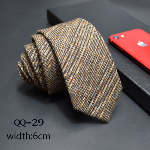 China Tie  Luxury Cravate Linen Wool Blended Necktie Men Slim 6cm Tie
