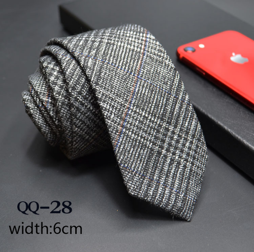 China Tie  Luxury Cravate Linen Wool Blended Necktie Men Slim 6cm Tie