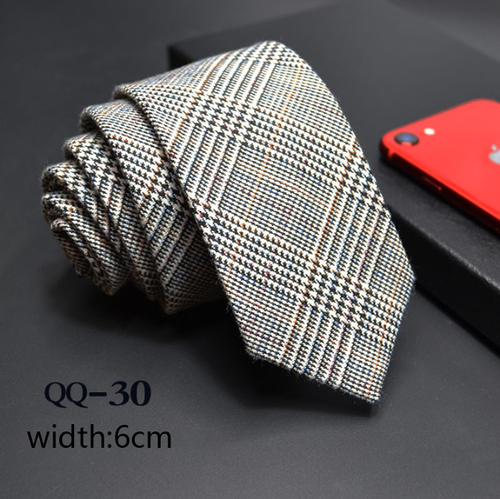 China Tie  Luxury Cravate Linen Wool Blended Necktie Men Slim 6cm Tie