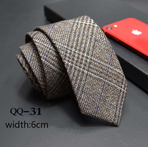 China Tie  Luxury Cravate Linen Wool Blended Necktie Men Slim 6cm Tie